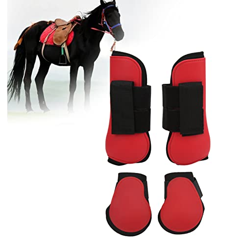 Qukaim Horse Supplies Sehnenschützer-Set, 4 Stück, Rot, XL, weiche Anti-Rutsch-Dämpfung, PU-Schale, Sehnenschutzstiefel für Pferde von Qukaim