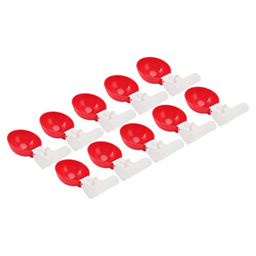 Qukaim Huhn Trinkbecher Huhn Trinkbecher Set, 10 Pack Automatischer Wassertrinker, Big Red Plastic Bowl für Ente, Vogel, Henne, G1/2 Anschluss, Easy Fill Design von Qukaim