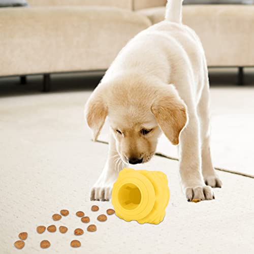 Qukaim Hund Futternapf Hund Feeder Ball, Interaktives Leckage Futter Spielzeug, Puzzle Training Schüssel für Welpen, Gelb, Engagiert Hunde Während der Fütterung, 10cm Durchmesser von Qukaim