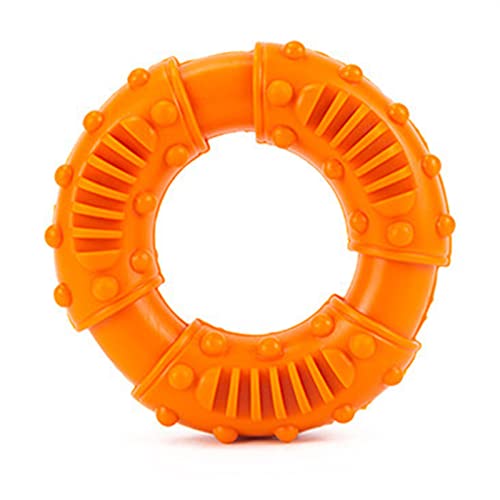 Qukaim Hund Gummi Zähne Schleifen Spielzeug Hund Gummi Zähne Schleifen Donut Spielzeug Anti Rutsch Ring Form Zähne Reinigung Spielzeug für Haustier Orange von Qukaim