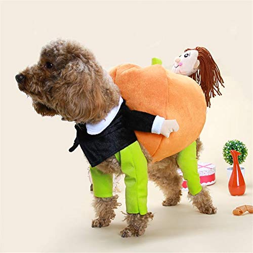 Qukaim Hund Halloween Dress Up Baumwolle Lustiges 3D Kürbis Haustier Kostüm Halloween Party Cosplay Kleidung für Hunde und Katzen Dress Up Outfit versch von Qukaim