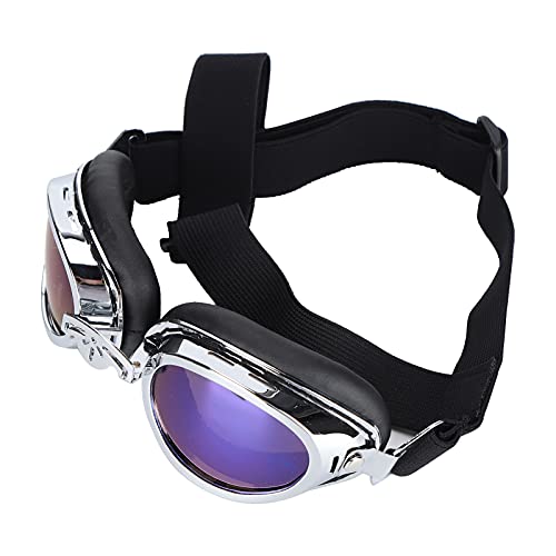 Qukaim Hund Sonnenbrille Hund Sonnenbrille, wasserdichte Anti-UV Brille für Haustiere, Sommergebrauch, Faltbare Riemen, Silber von Qukaim