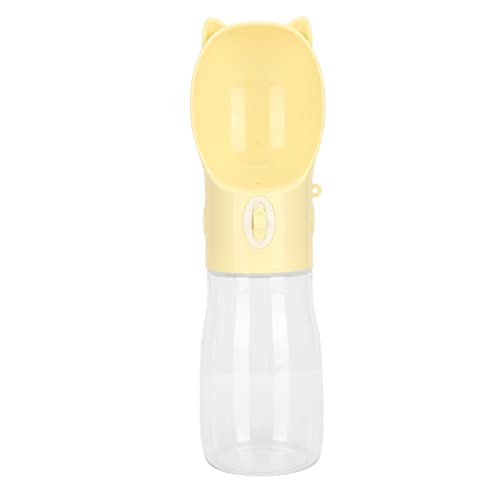 Qukaim Hund Wasserflasche Haustier Wasserflasche 380ml Gelb, Auslaufsichere Tragbare Hundetrinkflasche für Katze Welpe Kaninchen, Spülmaschinenfest Outdoor Haustier Wasserspender von Qukaim