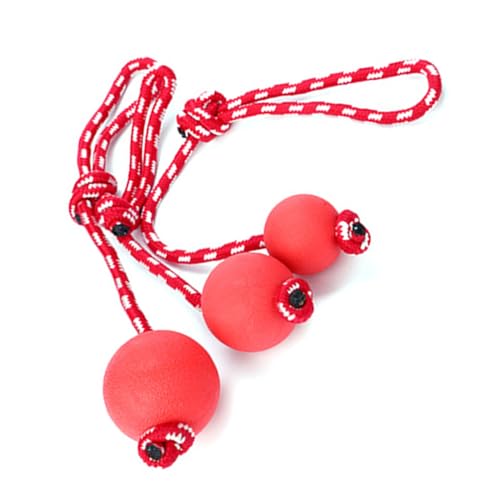 Qukaim Hunde Gummiball Seilspielzeug Hundeball Seilspielzeug, Interaktiver Bissfester Gummiball mit Baumwollseil, 5,5 cm Sicher für Outdoor-Training und Kauen, Ideal für Spiele und Zerren von Qukaim