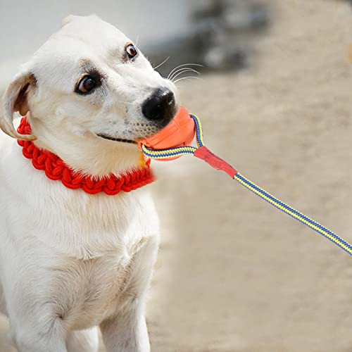 Qukaim Hundeballspielzeug, tragbares EVA-Haustier-Hundetraining, bissfest, interaktives Kauspielzeug, Ball mit Seil, rot, ideal für Hunde, engagierendes Hundeballspielzeug zum Kauen und Spielen von Qukaim