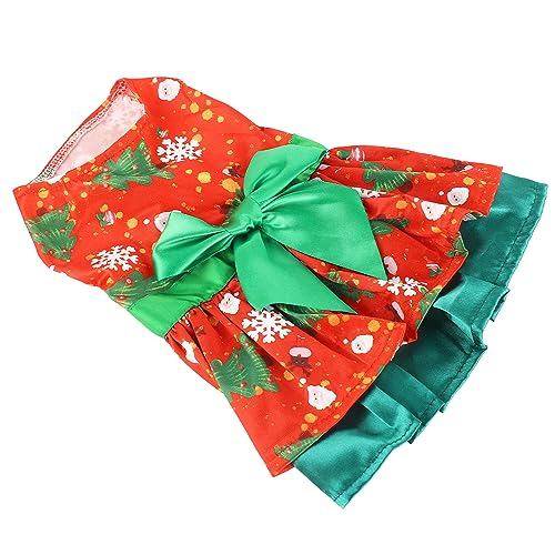 Qukaim Hundekleid mit weihnachtlichem Motiv, modisches süßes Weihnachtsbaum-Schneeflocken-Muster, Welpen-Sommerkleid für Weihnachtsfeier, tägliche Fotos von Qukaim