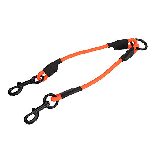 Qukaim Hundeleine für Haustiere, reflektierend, verstellbar, atmungsaktiv, PVC, wasserdicht, Doppelkette, für Spaziergänge und Training, 8 mm Durchmesser, 25 cm Länge, Orange von Qukaim