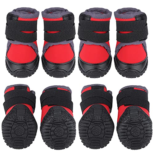 Qukaim Hundeschuhe Hundeschuhe 4 Stück, groß, rutschfest, Outdoor-Sport, Kletterstiefel für Haustiere, Rot, Größe 70 von Qukaim