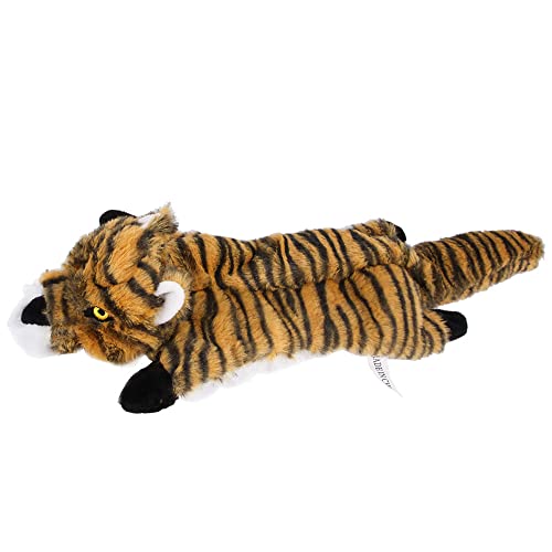 Qukaim Hundespielzeug Haustier Hund Kurzes Plüschtier, Tierdesign Kauen Sounding Puppy Interaktives Spielzeug, Tiger Style, Ideal zum Kauen und Spielen, 25cm Lang von Qukaim