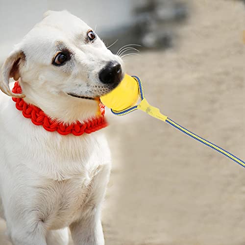 Qukaim Hundespielzeug Tragbares EVA-Hundeballspielzeug, bissfestes interaktives Kauspielzeug mit Seil, Gelb, ideal für Training und Spiel, geeignet für alle Hunderassen von Qukaim