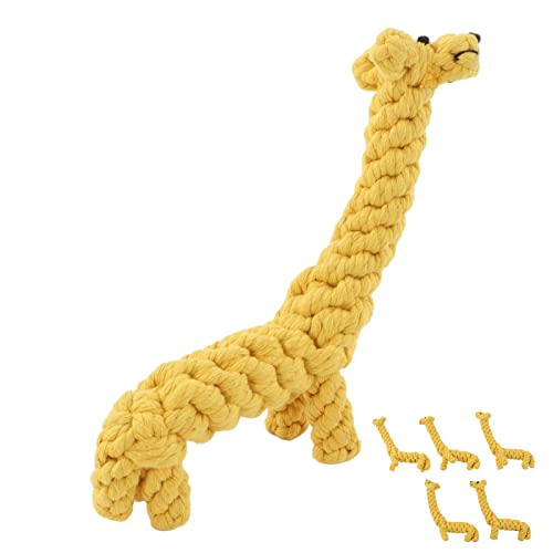 Qukaim Hundespielzeug aus Baumwollseil, Hundespielzeug aus Baumwollseil, Giraffen-Design, Kauspielzeug für kleine und mittelgroße Hunde, Zahnreinigung, Knotenspielzeug, ideal zum Spielen und von Qukaim