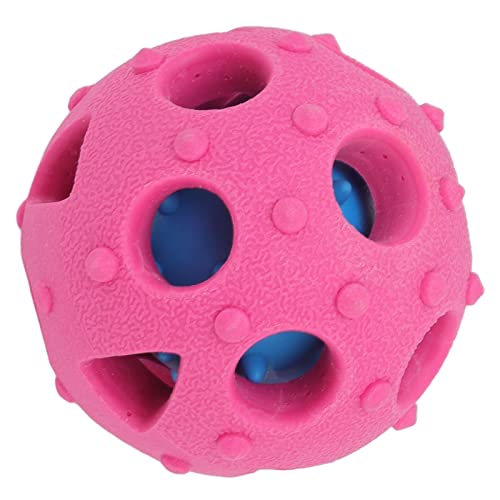 Qukaim Hundetrainingsspielzeug Hundepuzzle Kauball Bissfest Interaktives Welpen-Leckerli-Spender Spielzeug Rose Red X122 Dots Ball von Qukaim