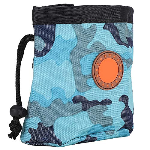 Qukaim Hundetrainingstasche für Haustiere, Snack-Tasche, Blau Camo Hundetrainingstasche, Taillen-Aufbewahrungstaschen für Spaziergänge und Training, leichtes Design, ideal für Leckerlis und Snacks von Qukaim