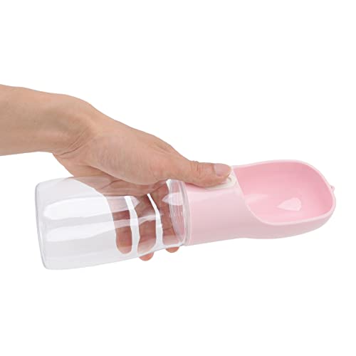 Qukaim Hundetrinkwasserflasche, 400 ml Hundewasserflasche, Lebensmittelqualität, auslaufsicher, tragbarer Spender mit Umhängeband für den Außenbereich, Rosa von Qukaim