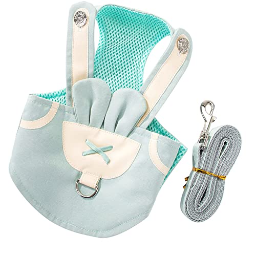 Qukaim Hundeweste, Leine, Hundegeschirr, Leine-Set, verstellbares Knopf-Design, atmungsaktives Netzgewebe, Dunkelgrün, für kleine Hunde und Katzen, Gewichtsbereich 1,5–2,5 kg von Qukaim