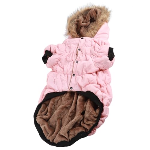 Qukaim Kaltwetterjacke für Haustiere, Hunde-Kapuzenjacke, Rosa, 5XL, doppellagige Verdickung, Kaltwettermantel für große Hunde von Qukaim