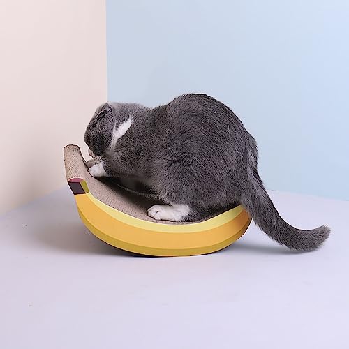 Qukaim Katze Wellpappe Katzenkratzbrett Bananenform Wellpappe, lustige und niedliche Katze Schleifen Krallenkratzer für Katzen Kätzchen von Qukaim