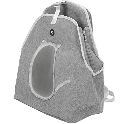 Qukaim Katzen-Reisetasche Haustier-Tragerucksack, atmungsaktive Hunde-Fronttasche mit verstellbarem Gurt, Katzenreisesicherheitstasche, Hellgrau, geeignet für kleine Haustiere von Qukaim