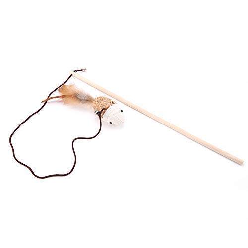 Qukaim Katzenfänger Stick Spielzeug Haustier Katzenspielzeug, Leinen Ratte Vogel Feder Interaktiver Fänger Zauberstab Spielzeug, Katzenfänger Stick Spielzeug für Spielzeit, Engagierendes Design, 50cm von Qukaim