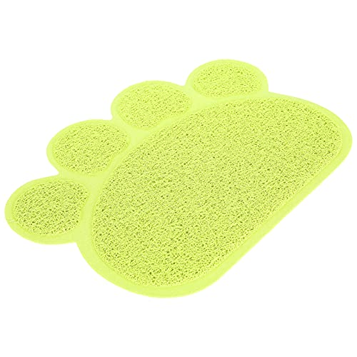 Qukaim Katzenklo Matte PVC Katze Hund Katzentoilette Matte Wasserdicht Anti-Rutsch Pfotenform Futternapf Platzdeckchen Grün Haustierbedarf von Qukaim