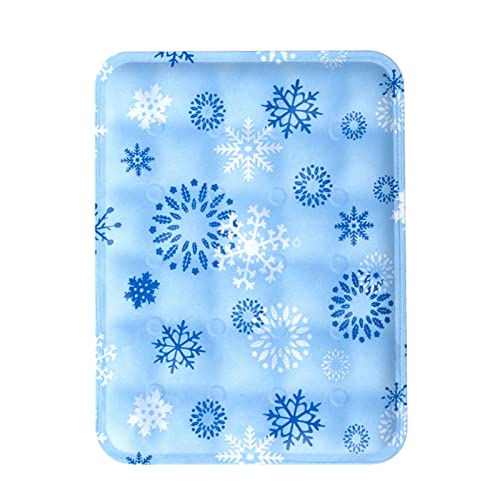 Qukaim Katzenkühlkissen Haustier-Kühlmatte Bett für Katzen und Hunde, wasserdichtes kratzfestes Eispad für den Sommer, blaues Schneeflocken-Design, weiche und verdickte Haustierkühlmatte S von Qukaim
