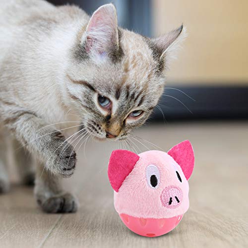 Qukaim Katzenspielzeug Katzenspielzeug Kätzchenglocke Teaser, Tierform Katzenball mit Heulglocke, rot, ansprechender Ball für Indoor-Katzen und Kätzchen von Qukaim