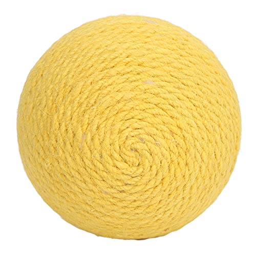 Qukaim Kitten Sisal Ball Sisal Katze Kratzball, Interaktiver Katze Sisal Ball Spielzeug für Katzen Kätzchen, Linderung Langeweile Zähne Krallen knirschen, Gelb und Weiß von Qukaim