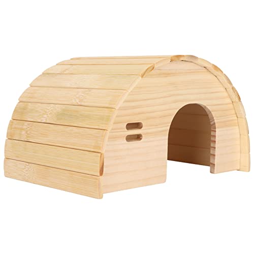 Qukaim Kleintier Holzhaus Hamster Holzhaus Bissfest Gewölbtes Meerschweinchen Holz Versteck für Hamster, Zwerghamster und Goldbär von Qukaim