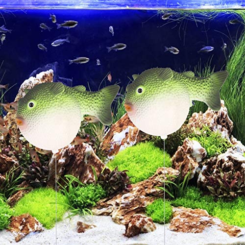 Qukaim Künstliche Simulation, fluoreszierend, leuchtend, klein, Kugelfisch, Aquarium-Ornament, Landschaft, Grün von Qukaim