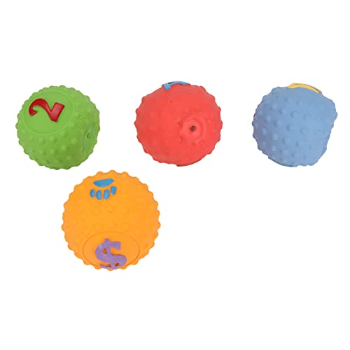 Qukaim Latex Hundekauball Latex Hundeball Spielzeug, 4 Pack, Quietschendes interaktives Kauen Apportierspielzeug mit lustigem Muster für kleine mittelgroße Haustiere, ideal für Spielzeit und von Qukaim