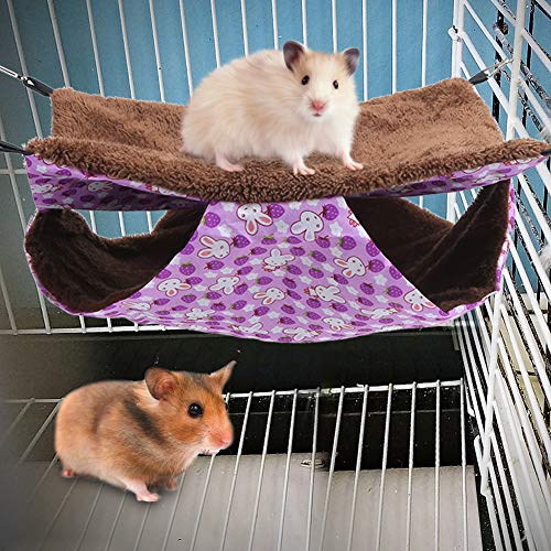 Qukaim Lila Kaninchen, doppellagige Zwischenschicht, warme Hängematte, Haustier-Hängebett, Hausschlafsack für Eichhörnchen und kleine Haustiere, L, gemütliches Design, für den Innenbereich Qukaim Lila Kaninchen, doppellagige Zwischenschicht, warme Hängematte, Haustier-Hängebett, Hausschlafsack für Eichhörnchen und kleine Haustiere, L, gemütliches Design, für den Innenbereich von Qukaim