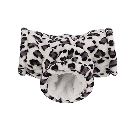 Qukaim Little Pet3 Way Tunnel Hamster 3 Wege Plüsch Tunnel Kleintier Tunnel Winter Warm Honig Tasche Grau Leopard Tee Groß von Qukaim