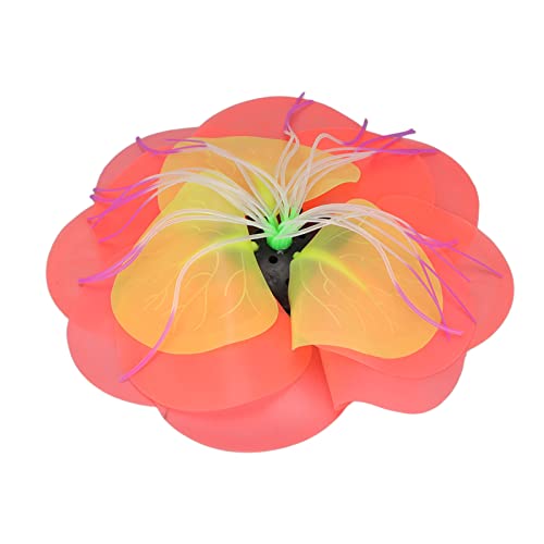 Qukaim Lotus Aquarium Dekoration Silikon Leuchtende Lotuspflanzen Aquarium Dekoration, Orange Fish Tank Ornaments, Realistischer Kunstrasen, Ideal für Aquarien und Aquarien von Qukaim