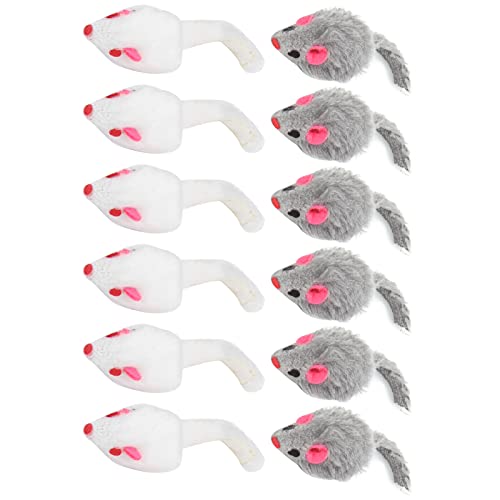 Qukaim Mouse Toysfor Pet Cat 12 Pack Cat Mouse Toy, Furry Interactive Play Mice for Indoor Cats and Kittens, Ideal for Engaging Playtime, 7.6 cm Long von Qukaim