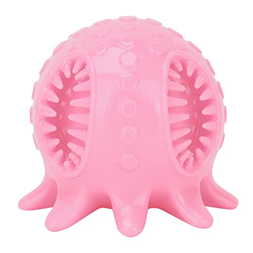 Qukaim Octopus Form Kauspielzeug Octopus Form Hund Zahnreinigung Kauball Wasserspray Futterspender Spielzeug Quietschende Zahnbürste Beißspielzeug Rosa Geeignet für Welpen und Kleine Hunde von Qukaim