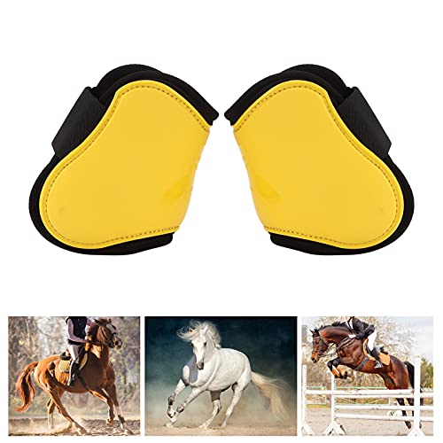 Qukaim PU Shell Horse Tendon Boots Horse Tendon Boots 4-teiliges Set für Pferdespringen, Gelb, Verstellbare Hinterbeingamaschen (XL) von Qukaim