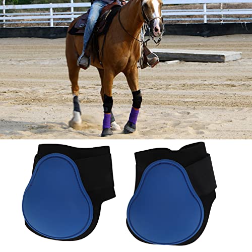 Qukaim PU Shell Pferd Streichkappen Pferdespannenstiefel Set, Pferdesehne Vorderstiefel, PU Shell Pferd Streichstiefel, Blau Hinterbeine, 1 Paar, einfach zu kleben, verhindern Rutschen, L Größe von Qukaim