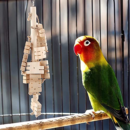 Qukaim Papagei Kauspielzeug Papagei Vogel Kauen Holz Ziegel Schaukel Käfig Hängende Kletterleiter Spielzeug von Qukaim