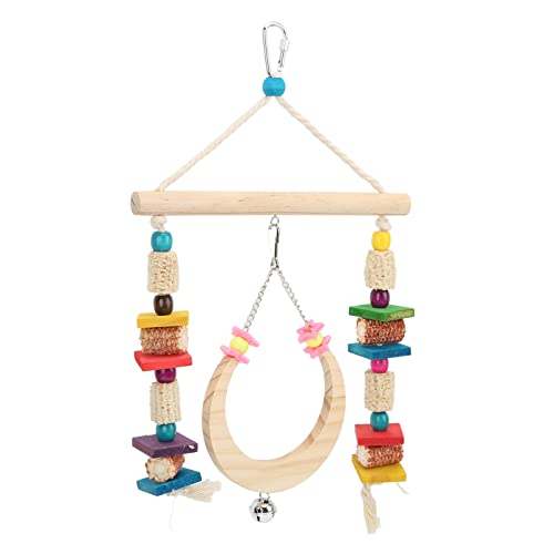 Qukaim Papagei Swing Toys Vogel Kauspielzeug Holz Maiskolben Papagei Schaukel Spielzeug für Kleine Sittiche Wellensittiche Aras Conures Finken Liebesvögel Hängendes Design von Qukaim