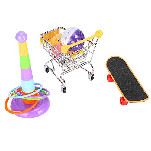 Qukaim Papageien Stehwerkzeug Papagei Puzzle Spielzeug Set, 4 Stück, Bell Ball Cart Skateboard Kreis Kit für Papageien Stehtraining, Interaktives Vogel Haustier Spielzeug, Ideal für Papageien von Qukaim