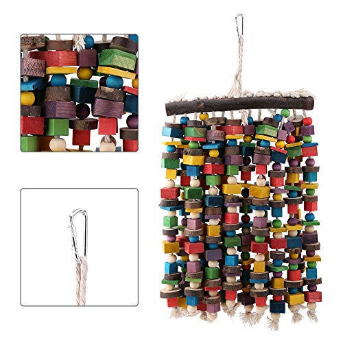 Qukaim Papageienspielzeug mit Aufhänger, Papageienspielzeug, hängendes Kauspielzeug mit Aufhänger für Vögel, langlebiges Papageienspielspielzeug von Qukaim