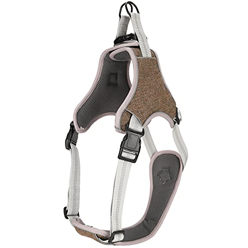 Qukaim Pet Anti? Lost Harness Outdoor Hundegeschirr, verstellbare Anti-Verlust-reflektierende Weste für große, mittelgroße Hunde, Kaffeebraun, Größe M von Qukaim