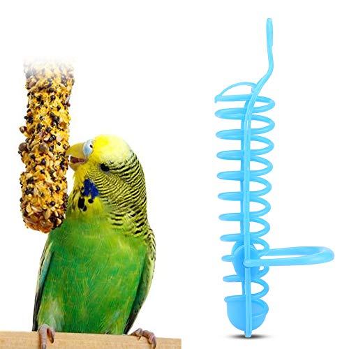 Qukaim Pet Bird Supplies Kunststoff Papageien Futterkorb Blau Futter Obst Fütterung Sitzstange Ständer Halter Vogeltrinkwerkzeuge mit zwei Schnallen Haustier Vogelbedarf von Qukaim