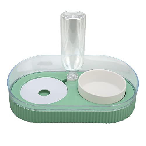 Qukaim Pet Bowl Katze Wasser Futternapf Set, Erhöhte Automatische Bewässerungsflasche, Keramikschalen für kleine Hunde und Katzen, Grün von Qukaim