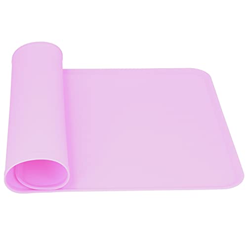 Qukaim Pet Bowl Mat Silikon Pet Food Pad, Auslaufsichere wasserdichte rutschfeste Futtermatte für Hunde, Rosa, 40 x 30 cm, ideal für Futternäpfe und Trinkzubehör von Qukaim