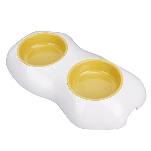 Qukaim Pet Bowl Pet Bowl Prevent Spill Doppelnapf, Ei Gelb PP Hund Wasser Futternapf und Katze Futternapf, Rutschfestes Design für Hunde und Katzen, 2 in 1 von Qukaim