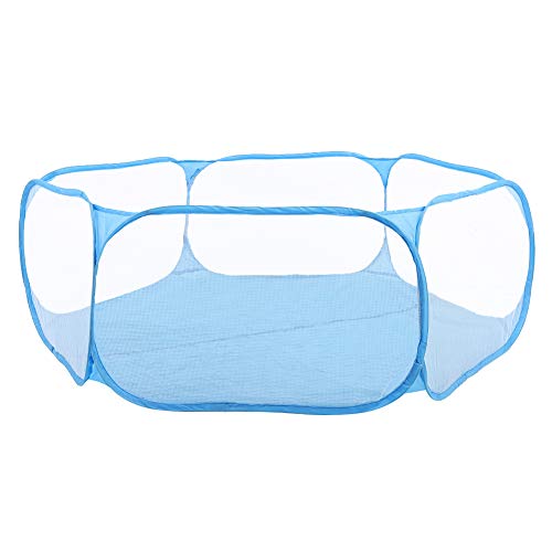 Qukaim Pet Cage Tentfor Outdoor Portable Small Pet Laufstall Transparent Welpen Katze Kaninchen Käfig Zelt für den Außenbereich Faltzaun Leichtes Design Blau von Qukaim