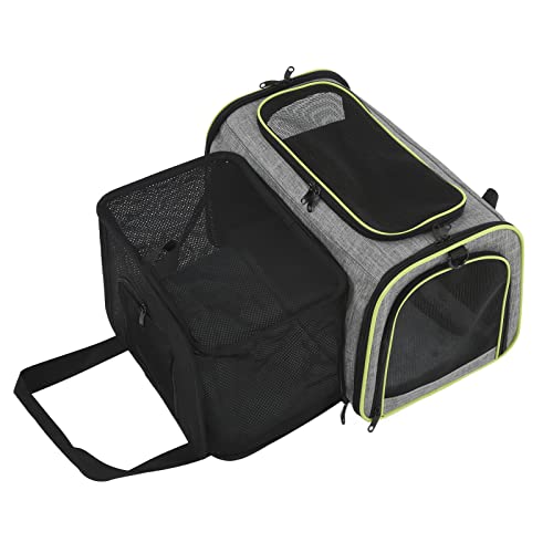 Qukaim Pet Carrier Outdoor Faltbare Kleintier Schultertragetasche Weiche Seiten Katze Reisetasche mit Plüsch Pad und Gurt, 8 Löcher, Dunkelblau, für Wandern und Reisen von Qukaim