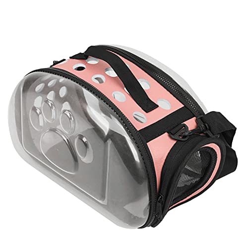 Qukaim Pet Carrier Transparent Pet Carrier Outdoor Katze Welpen Tragetasche Schulterkäfig Rosa Kleine Größe Ideal für Reisen und Transport von Haustieren, 40 x 30 x 25 cm von Qukaim