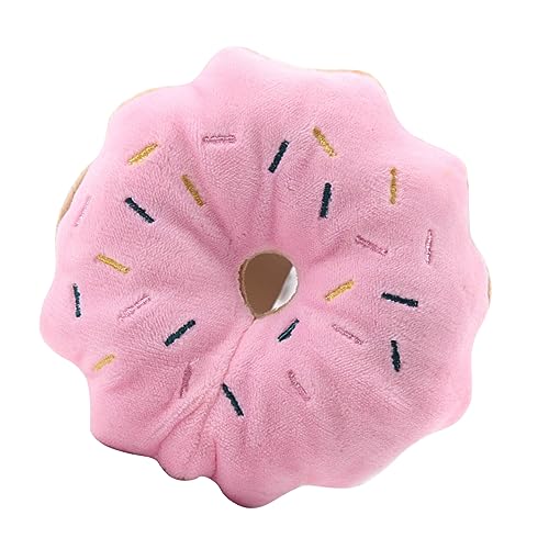 Qukaim Pet Chewing Plush Donut Pet Chewing Plush Donut Toy for Dogs, Interactive Anxiety Reduction Pet Toy, Pink, Grinding Teeth, 15.2 cm von Qukaim